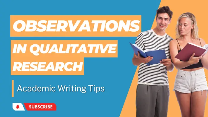 A female and a male student with open books and the inscription Observations in qualitative research.