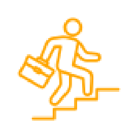 A man climbing stairs. 