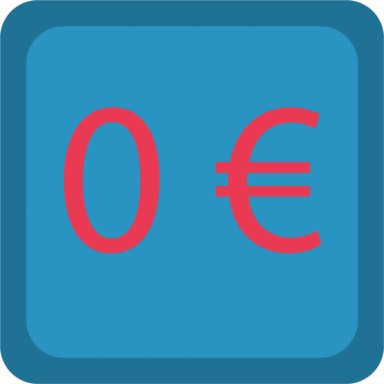 0 Euro in red on blue background